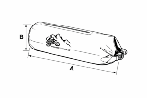 Úzký voděodolný vak na stan na motorku s bočním rolovacím vstupem pro uložení stanu nebo karimatky