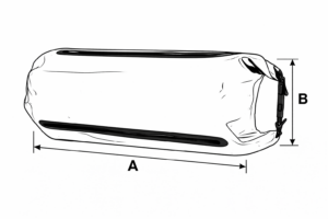 Nákres s kótováním – vak na motorku s bočním vstupem