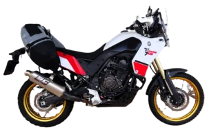 Podkova 70L na Yamaha Ténéré – boční pohled, vak na střední enduro