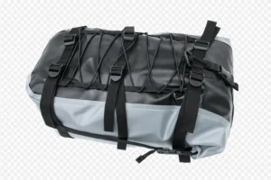 Šedý vak na kufr na motorku upevněný na kufru