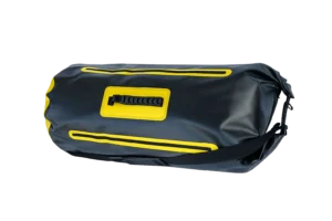 Zadní vak na motorku 60L s bočním vstupem černo-žlutý – horní pohled